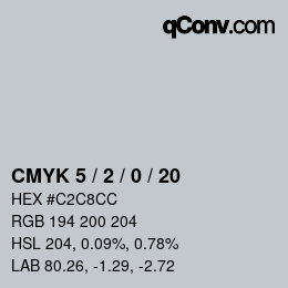 カラーコード: CMYK 5 / 2 / 0 / 20 | qconv.com