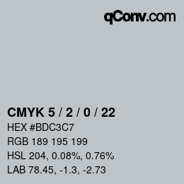 Color code: CMYK 5 / 2 / 0 / 22 | qconv.com