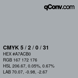 カラーコード: CMYK 5 / 2 / 0 / 31 | qconv.com