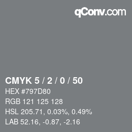 颜色代码: CMYK 5 / 2 / 0 / 50 | qconv.com