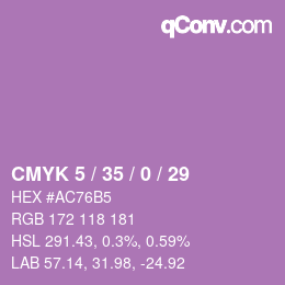 颜色代码: CMYK 5 / 35 / 0 / 29 | qconv.com