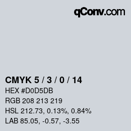 カラーコード: CMYK 5 / 3 / 0 / 14 | qconv.com