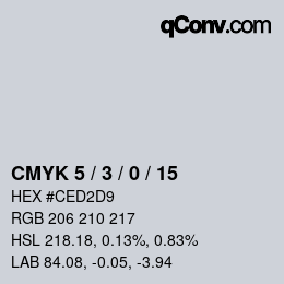 カラーコード: CMYK 5 / 3 / 0 / 15 | qconv.com