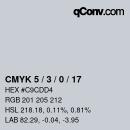 カラーコード: CMYK 5 / 3 / 0 / 17 | qconv.com