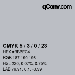 Color code: CMYK 5 / 3 / 0 / 23 | qconv.com