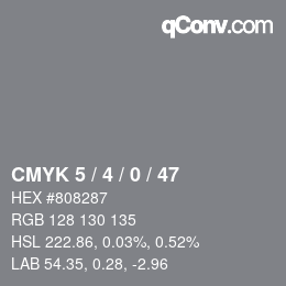 颜色代码: CMYK 5 / 4 / 0 / 47 | qconv.com