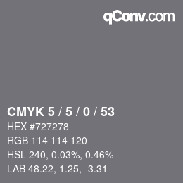 Color code: CMYK 5 / 5 / 0 / 53 | qconv.com