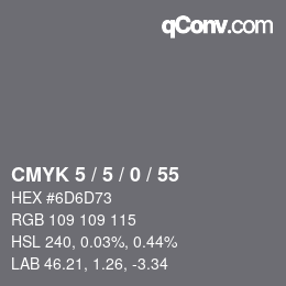 Farbcode: CMYK 5 / 5 / 0 / 55 | qconv.com