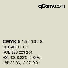 カラーコード: CMYK 5 / 5 / 13 / 8 | qconv.com