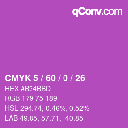 カラーコード: CMYK 5 / 60 / 0 / 26 | qconv.com