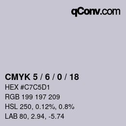カラーコード: CMYK 5 / 6 / 0 / 18 | qconv.com