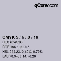 カラーコード: CMYK 5 / 6 / 0 / 19 | qconv.com