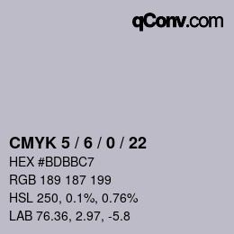 カラーコード: CMYK 5 / 6 / 0 / 22 | qconv.com