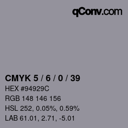 颜色代码: CMYK 5 / 6 / 0 / 39 | qconv.com