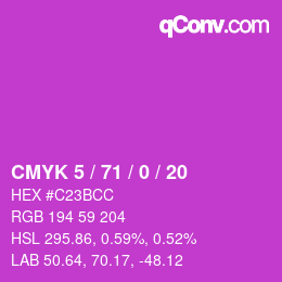 颜色代码: CMYK 5 / 71 / 0 / 20 | qconv.com