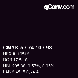 Farbcode: CMYK 5 / 74 / 0 / 93 | qconv.com