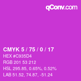 カラーコード: CMYK 5 / 75 / 0 / 17 | qconv.com