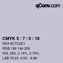 颜色代码: CMYK 5 / 7 / 0 / 18 | qconv.com
