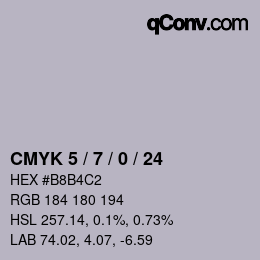 颜色代码: CMYK 5 / 7 / 0 / 24 | qconv.com