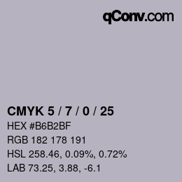 カラーコード: CMYK 5 / 7 / 0 / 25 | qconv.com