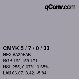 カラーコード: CMYK 5 / 7 / 0 / 33 | qconv.com