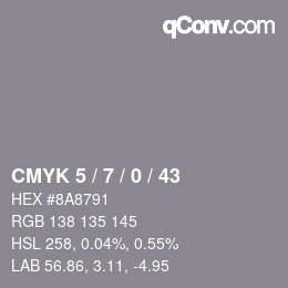 Color code: CMYK 5 / 7 / 0 / 43 | qconv.com