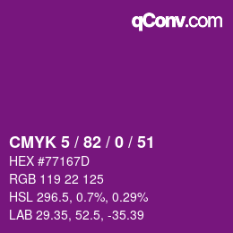 カラーコード: CMYK 5 / 82 / 0 / 51 | qconv.com