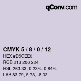 颜色代码: CMYK 5 / 8 / 0 / 12 | qconv.com