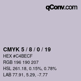 カラーコード: CMYK 5 / 8 / 0 / 19 | qconv.com