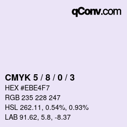 カラーコード: CMYK 5 / 8 / 0 / 3 | qconv.com