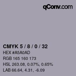 颜色代码: CMYK 5 / 8 / 0 / 32 | qconv.com