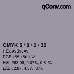 颜色代码: CMYK 5 / 8 / 0 / 36 | qconv.com