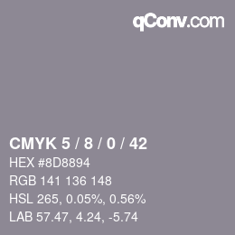 Color code: CMYK 5 / 8 / 0 / 42 | qconv.com