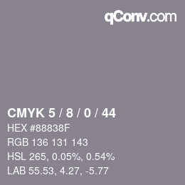 Color code: CMYK 5 / 8 / 0 / 44 | qconv.com