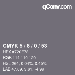 Color code: CMYK 5 / 8 / 0 / 53 | qconv.com