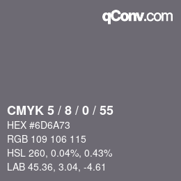 Farbcode: CMYK 5 / 8 / 0 / 55 | qconv.com