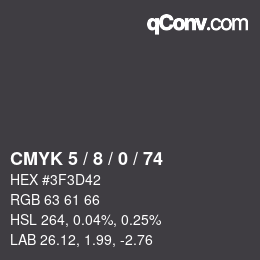 颜色代码: CMYK 5 / 8 / 0 / 74 | qconv.com