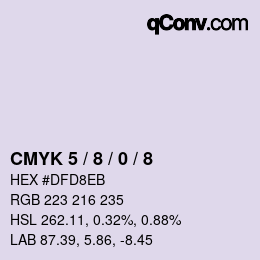 Farbcode: CMYK 5 / 8 / 0 / 8 | qconv.com