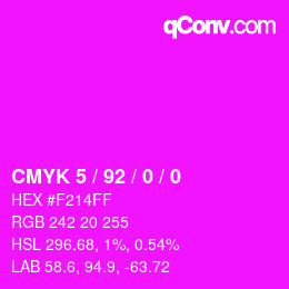 カラーコード: CMYK 5 / 92 / 0 / 0 | qconv.com