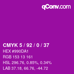カラーコード: CMYK 5 / 92 / 0 / 37 | qconv.com