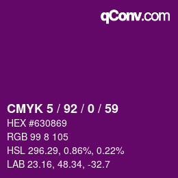 カラーコード: CMYK 5 / 92 / 0 / 59 | qconv.com