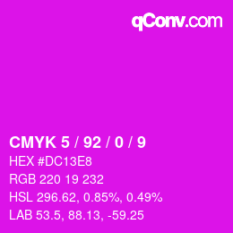 カラーコード: CMYK 5 / 92 / 0 / 9 | qconv.com