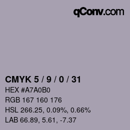 颜色代码: CMYK 5 / 9 / 0 / 31 | qconv.com