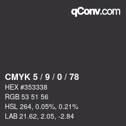 Color code: CMYK 5 / 9 / 0 / 78 | qconv.com