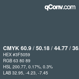 カラーコード: CMYK 60.9 / 50.18 / 44.77 / 36.68 | qconv.com