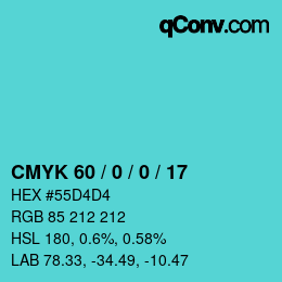 カラーコード: CMYK 60 / 0 / 0 / 17 | qconv.com