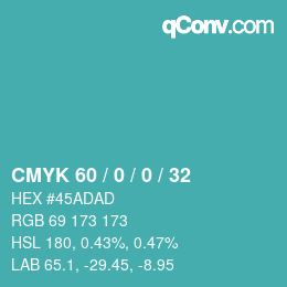 カラーコード: CMYK 60 / 0 / 0 / 32 | qconv.com
