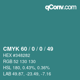 Color code: CMYK 60 / 0 / 0 / 49 | qconv.com