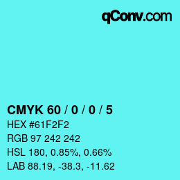 颜色代码: CMYK 60 / 0 / 0 / 5 | qconv.com