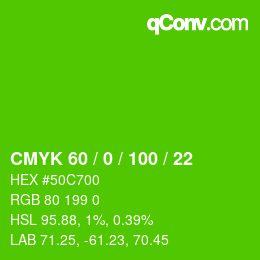 Color code: CMYK 60 / 0 / 100 / 22 | qconv.com